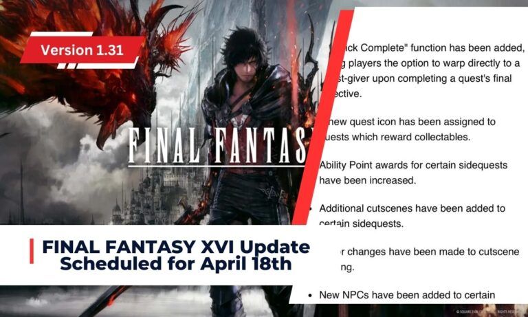 FINAL FANTASY XVI Update Scheduled for April 18th